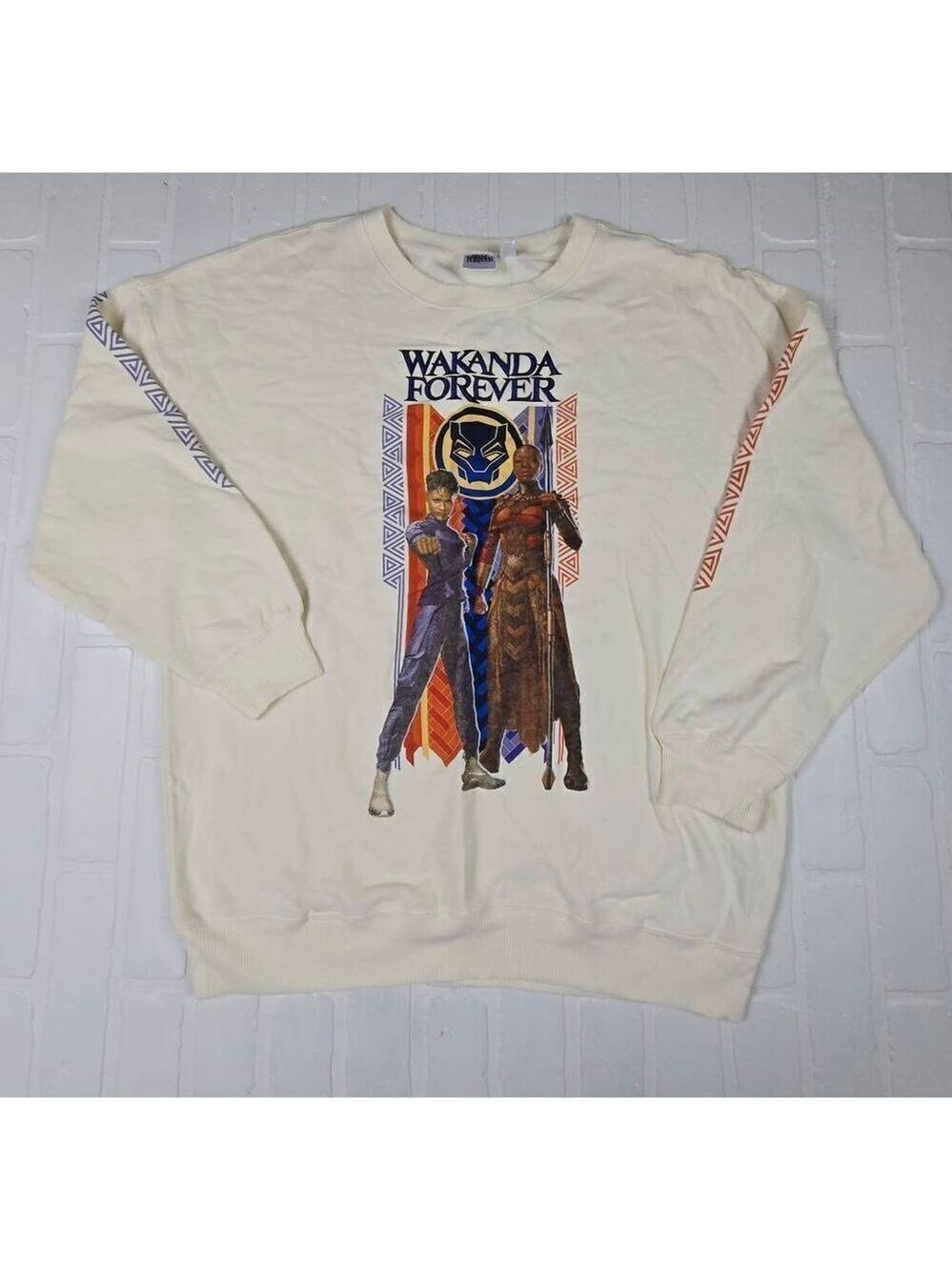 Black Panther Graphic  Cream Crewneck Sweater Medium